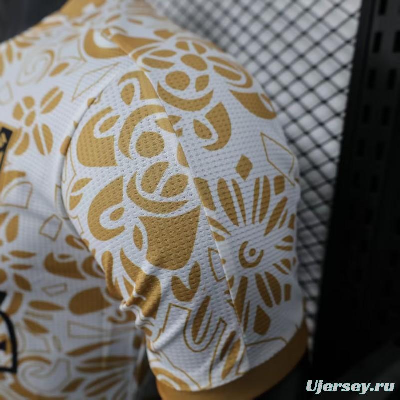Player Version 25/26 FC Palestine White with Golden Floral Pattern Jersey