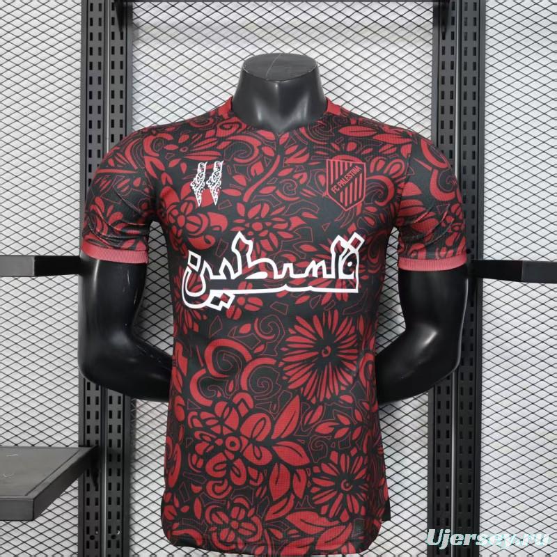 Player Version 25/26 FC Palestine Red with Traditional Floral Pattern Jersey