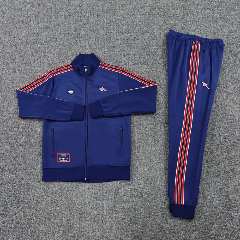 25/26 Arsenal Blue with Red & White Stripes Full Zipper Jacket +Long Pants