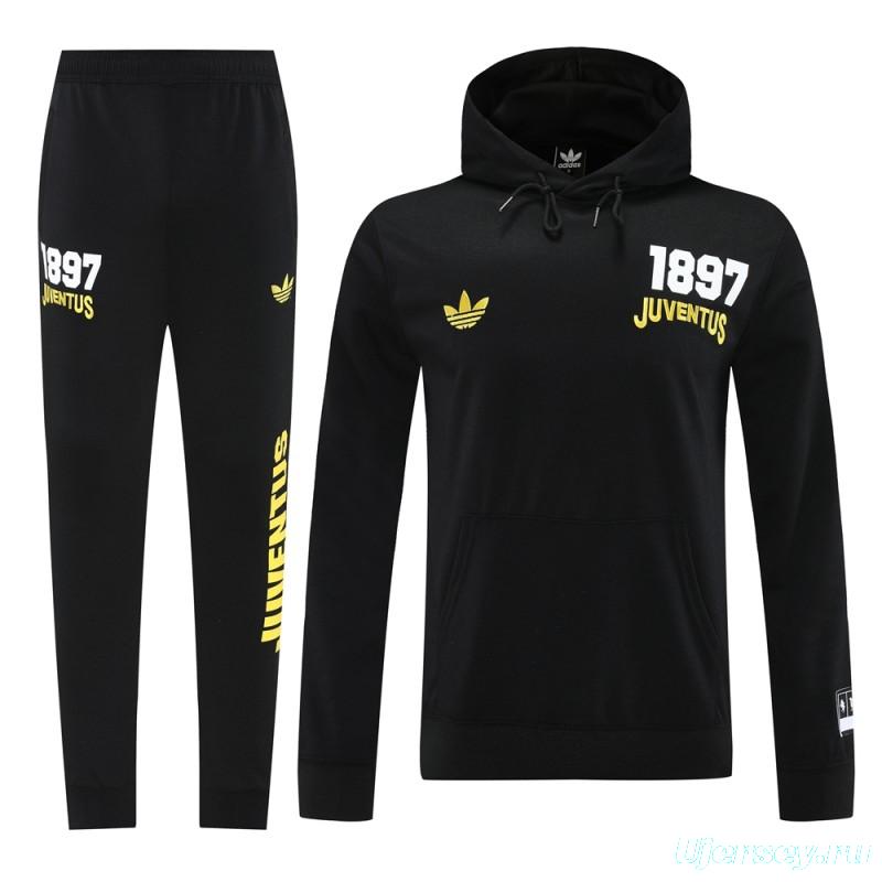 25/26 Juventus Black Hoodie Full Zipper Jacket + Long Pants