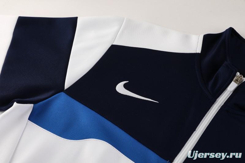 2025 Nike White/Navy Full Hoodie Zipper Jacket +Long Pants