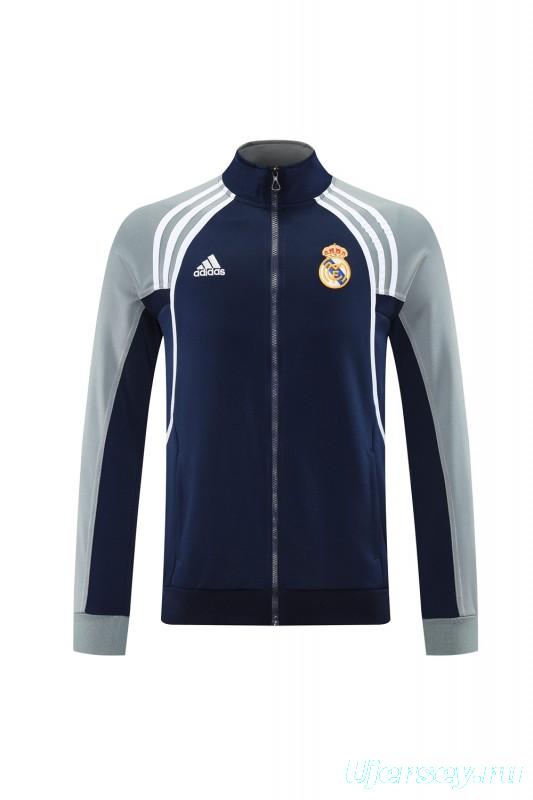25/26 Real Madrid Navy/Grey Full Zipper Jacket +Long Pants
