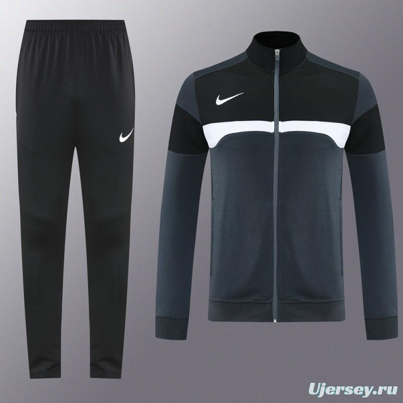 2025 Nike Black/Deep Grey Full Hoodie Zipper Jacket +Long Pants