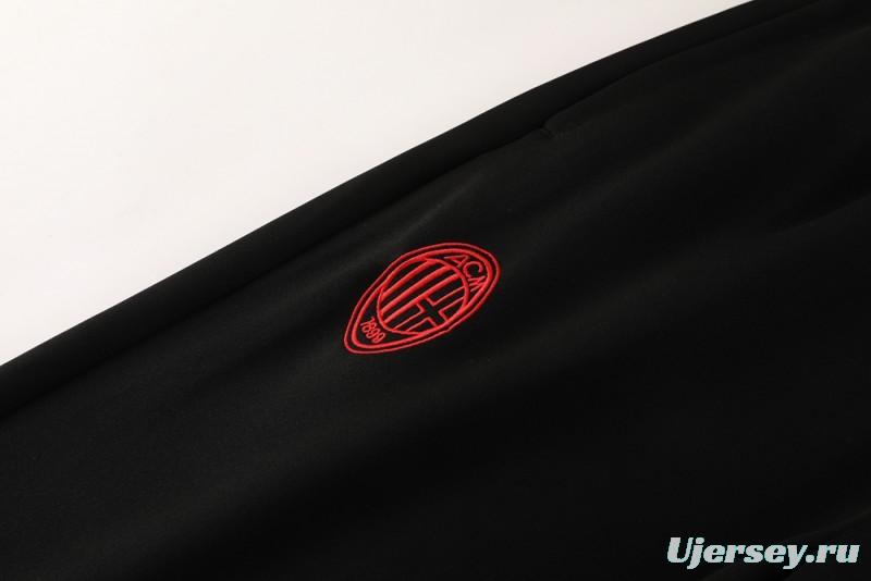 25/26 AC Milan Black/Red Full Zipper Jacket +Long Pants