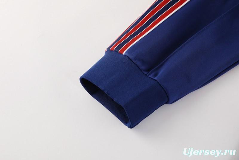 25/26 Arsenal Blue with Red & White Stripes Full Zipper Jacket +Long Pants