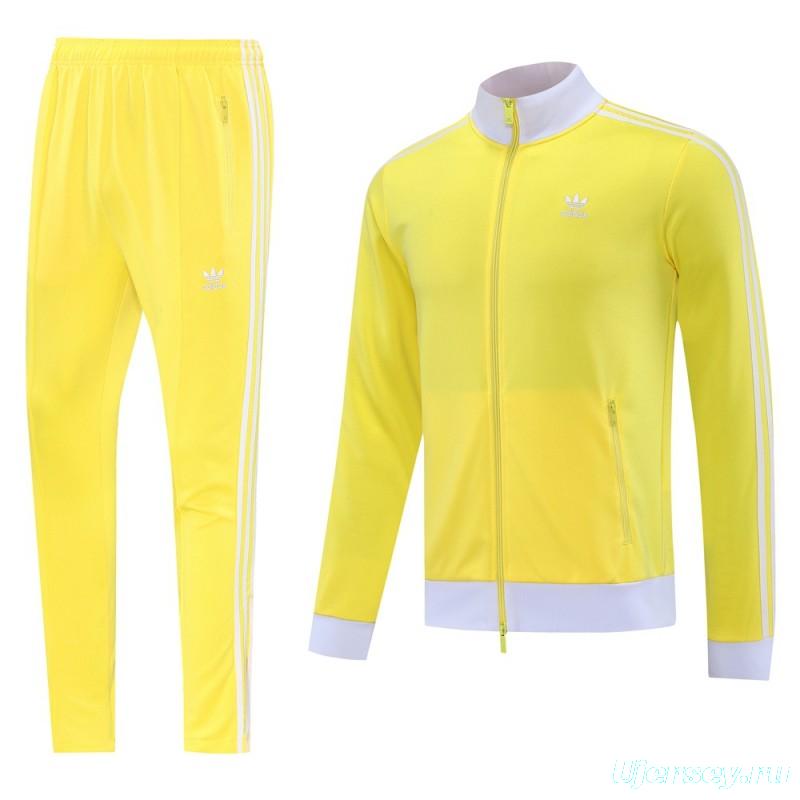 2025 Adidas Original Yellow Full Hoodie Zipper Jacket +Long Pants