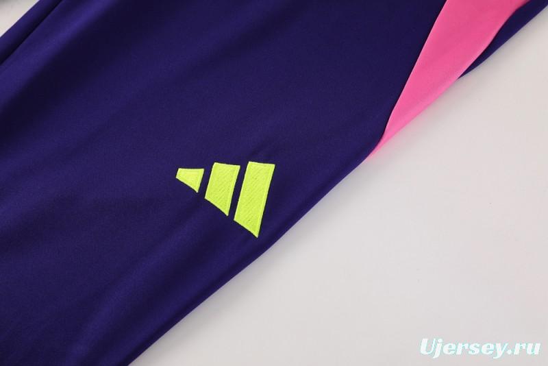 2025 Adidas Purple/Neon Green Half Zipper Jacket +Long Pants