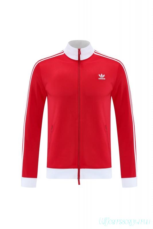 2025 Adidas Original Red Full Hoodie Zipper Jacket +Long Pants