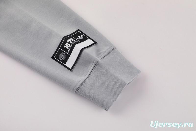 25/26 Manchester United Hooide Grey Full Zipper Jacket + Long Pants