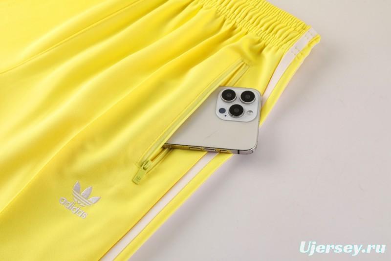 2025 Adidas Original Yellow Full Hoodie Zipper Jacket +Long Pants
