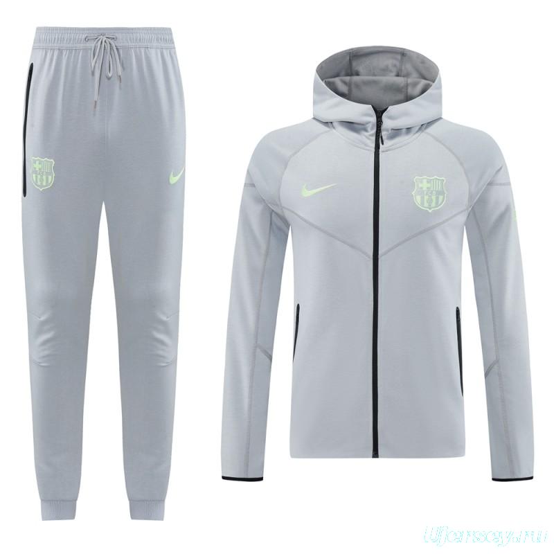 25/26 Barcelona Grey Full Zipper Hoodie Jacket +Long Pants