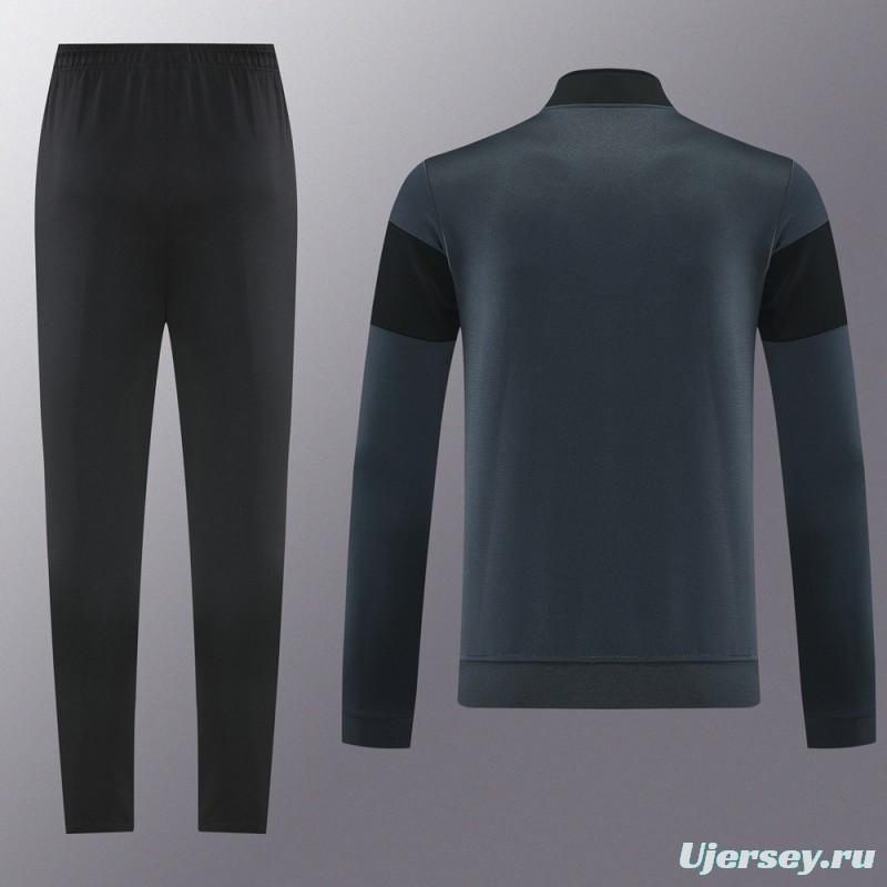 2025 Nike Black/Deep Grey Full Hoodie Zipper Jacket +Long Pants