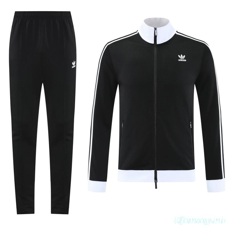 2025 Adidas Original Black Full Hoodie Zipper Jacket +Long Pants