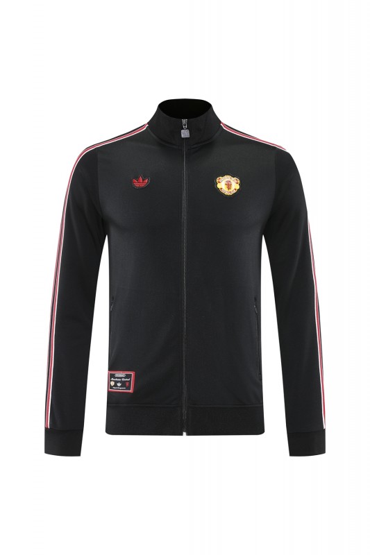 25/26 Manchester United Black Full Hoodie Zipper Jacket +Long Pants