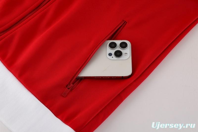 2025 Adidas Original Red Full Hoodie Zipper Jacket +Long Pants