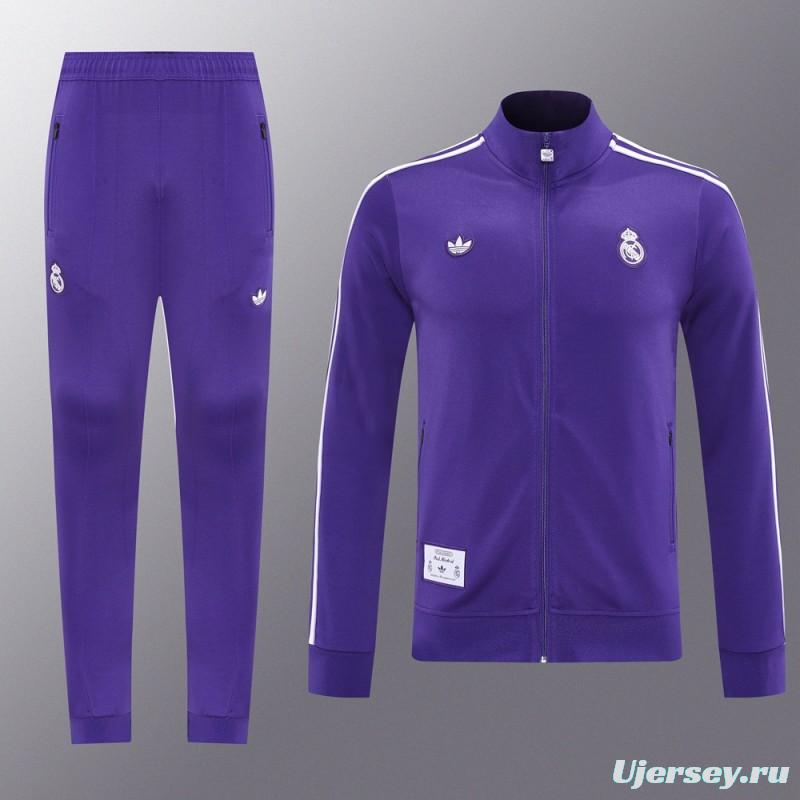 25/26 Real Madrid Purple Full Zipper Jacket +Long Pants