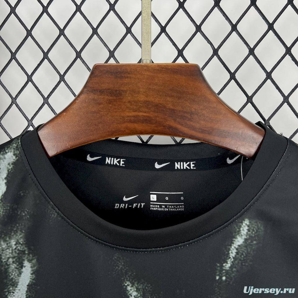 2025 NIKE Training Black with Abstract Paint Pattern T-Shirt #1045