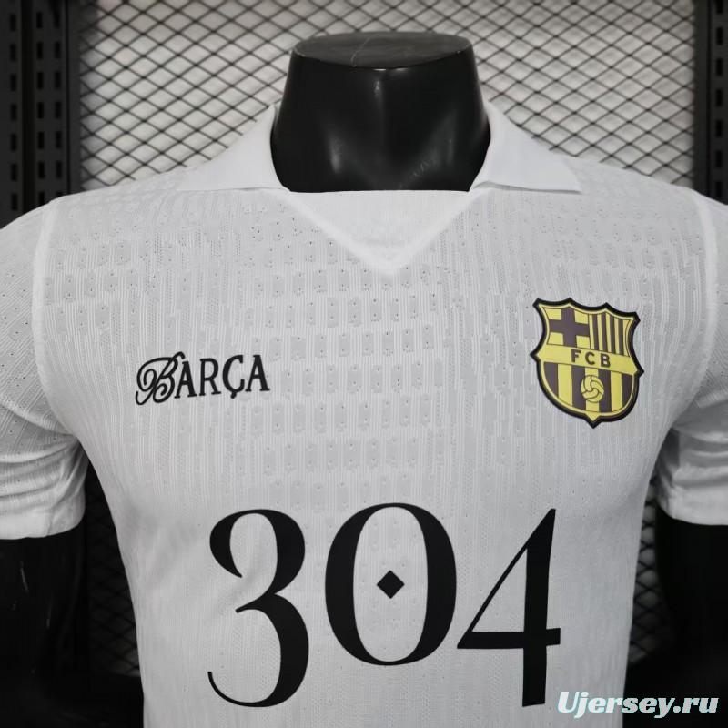 Player Version 25/26 FC Barcelona White Jersey With 304 Sponsor