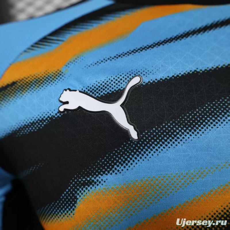 Player Version 25/26 Olympique de Marseille Blue with Orange Gradient Stripe Jersey