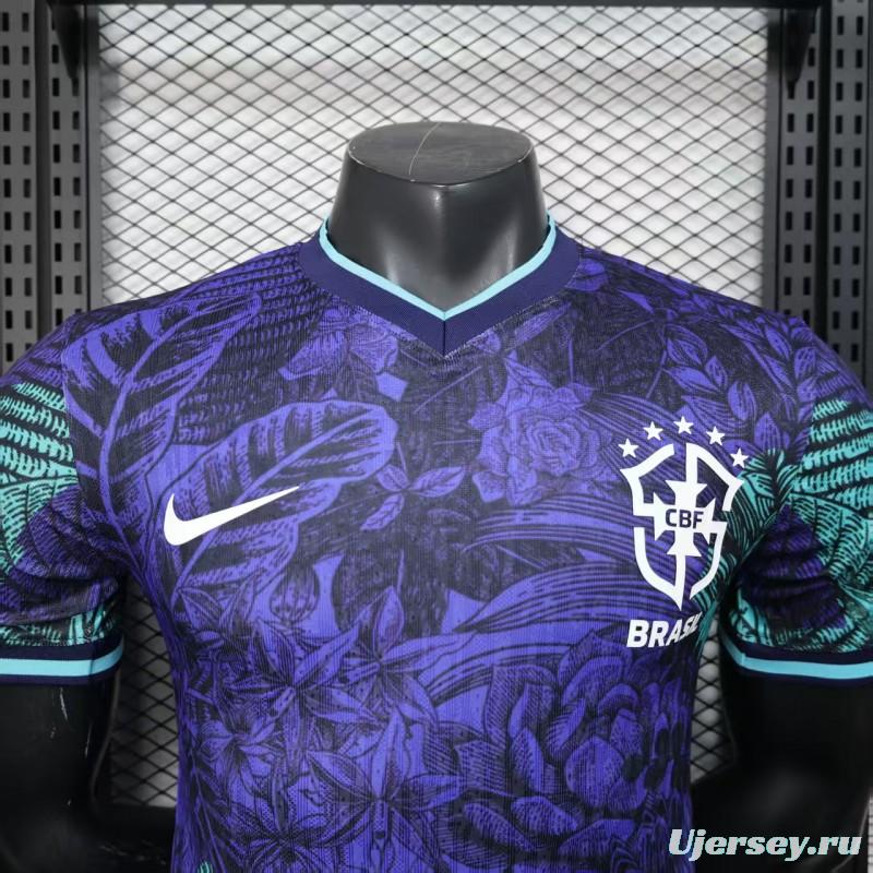 Player Version 2025 Brazil Purple with Tropical Leaf Pattern Jersey