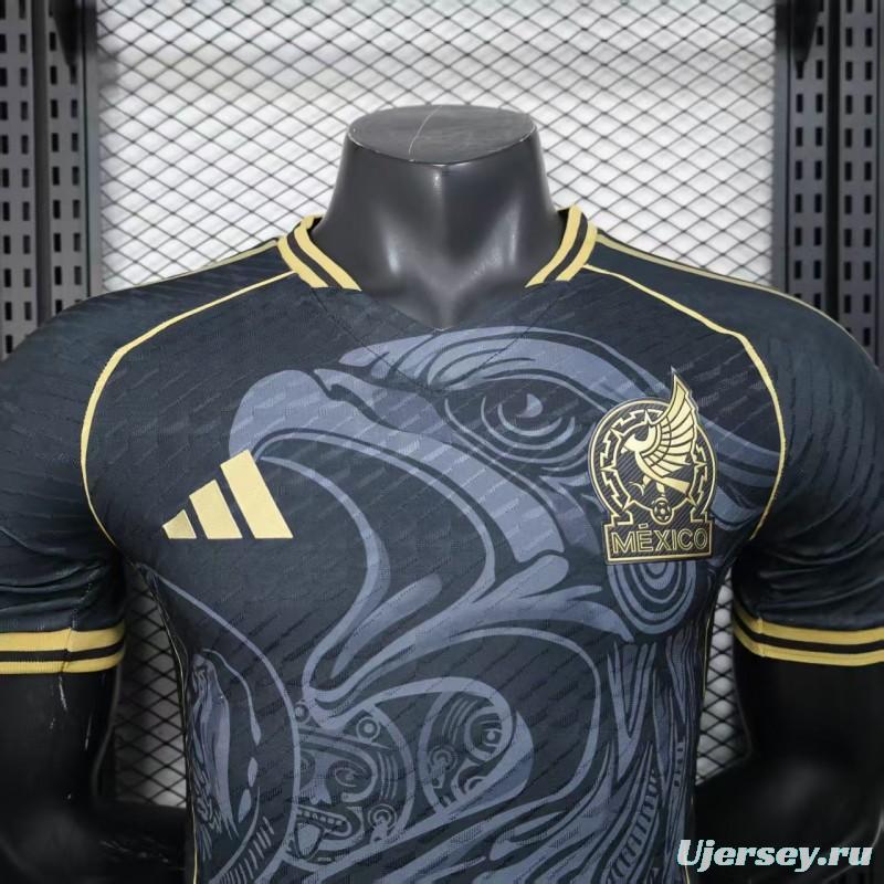Player Version 2025 Mexico Black with Eagle Feather Pattern Jersey