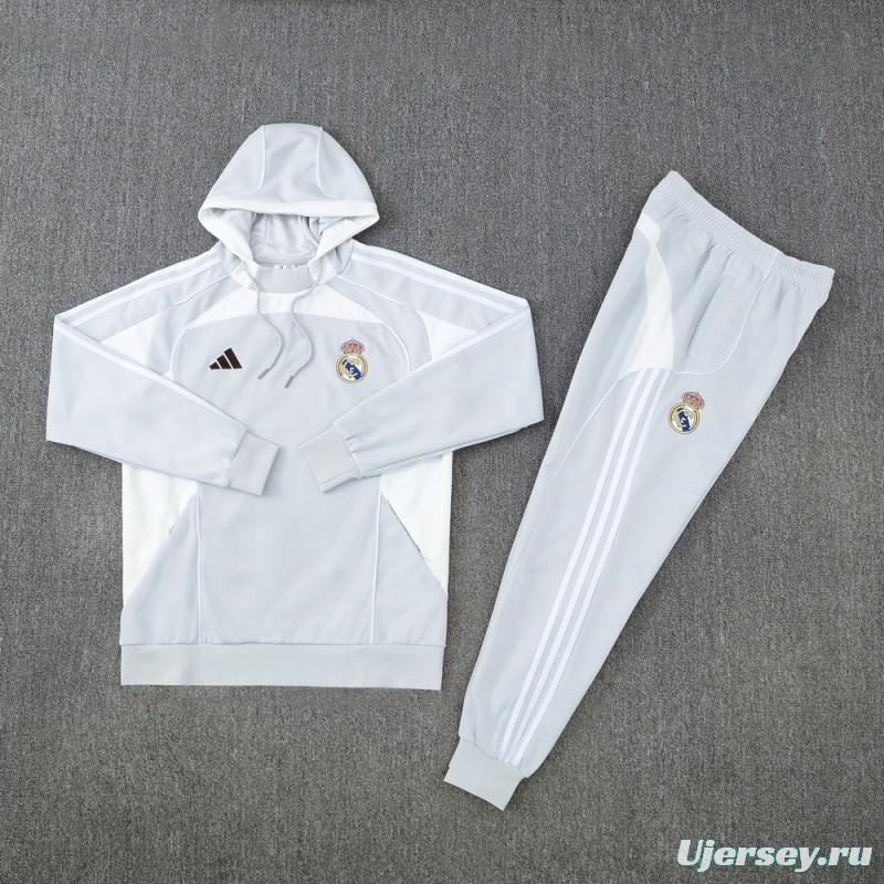 25/26 Real Madrid Hoodie Full Zipper Jacket + Long Pants