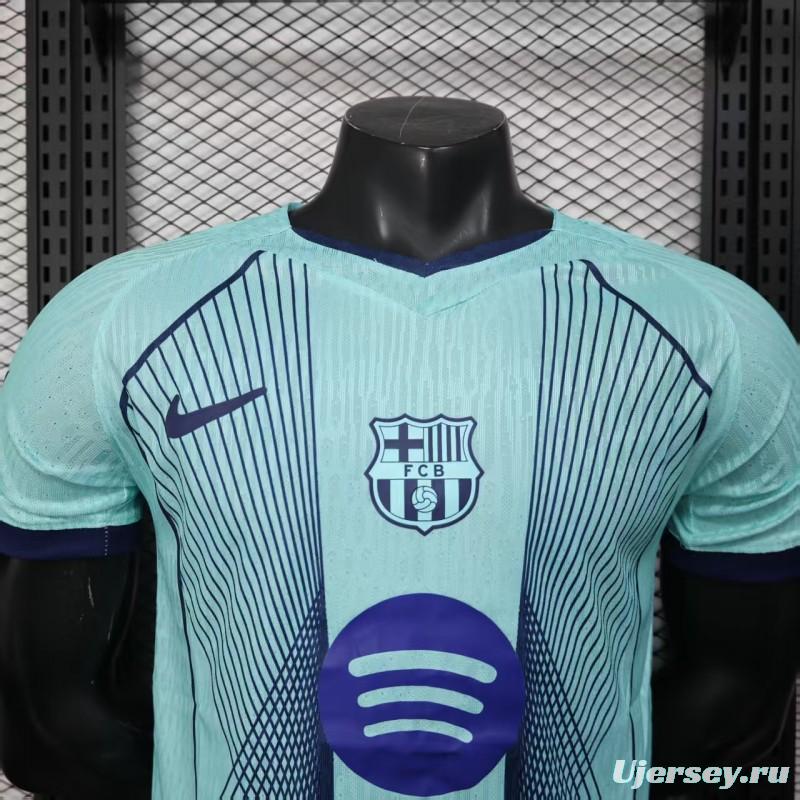 Player Version 25/26 FC Barcelona Light Blue with Vertical Pinstripe Pattern Jersey