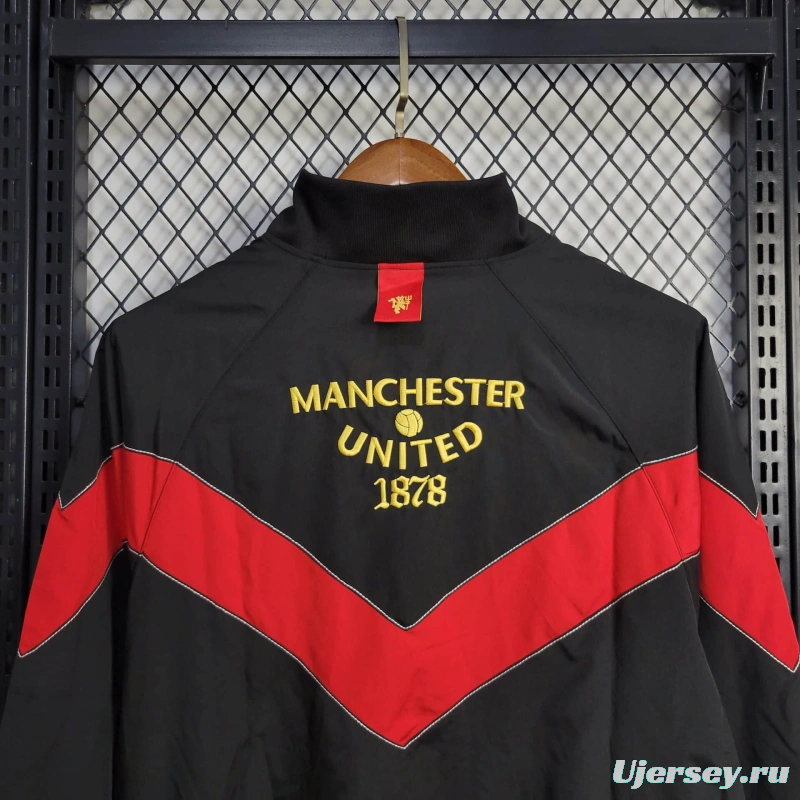 25/26 Manchester United Jacket Black/Red Windbreaker