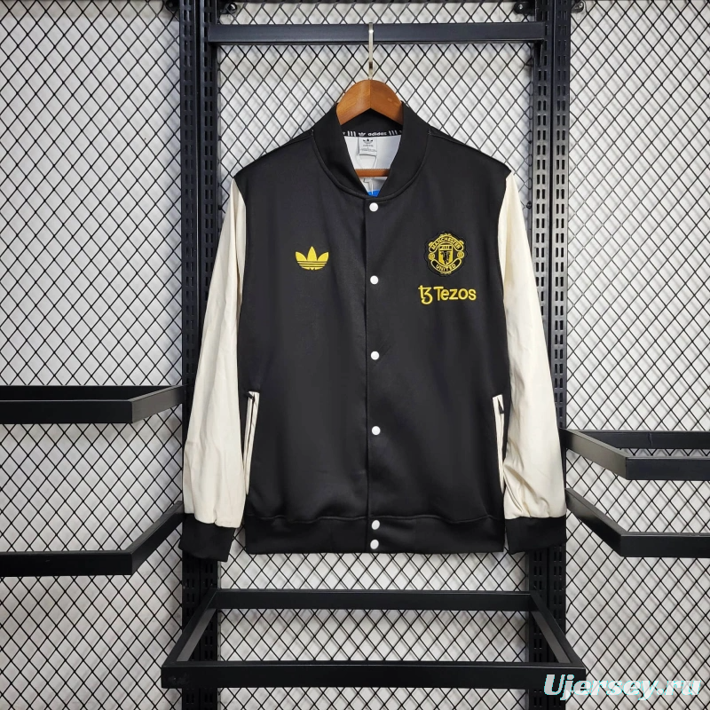 25/26 Manchester United Jacket BLACK/White Windbreaker