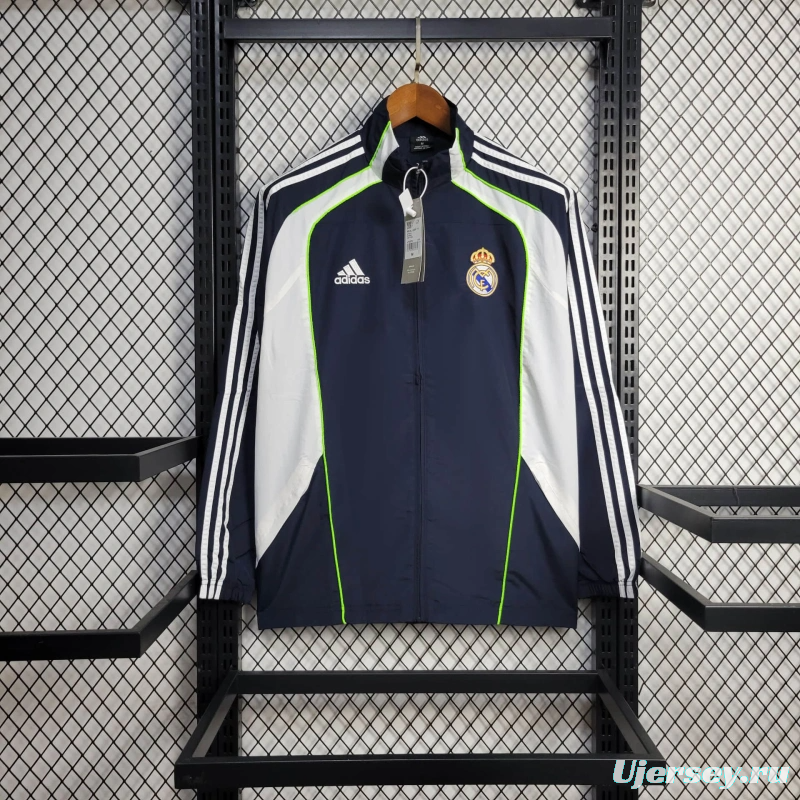 25/26 Real Madrid Jacket Navy/White Windbreaker