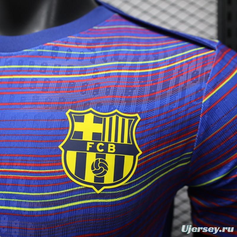 Player Version 25/26 FC Barcelona Blue with Colorful Wave Stripes Jersey