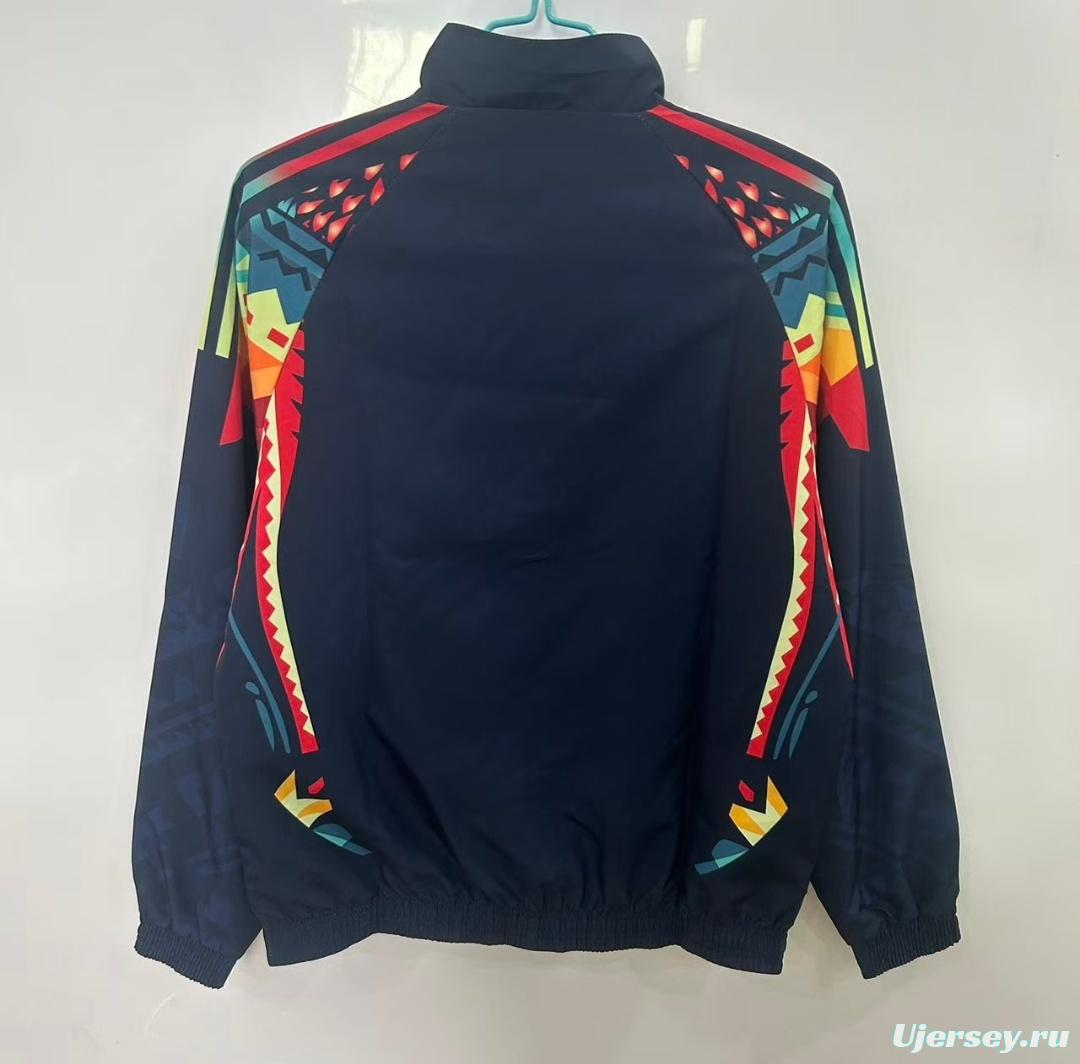 25/26 Club America Navy Blue with Aztec-Inspired Geometric Pattern Windbreaker