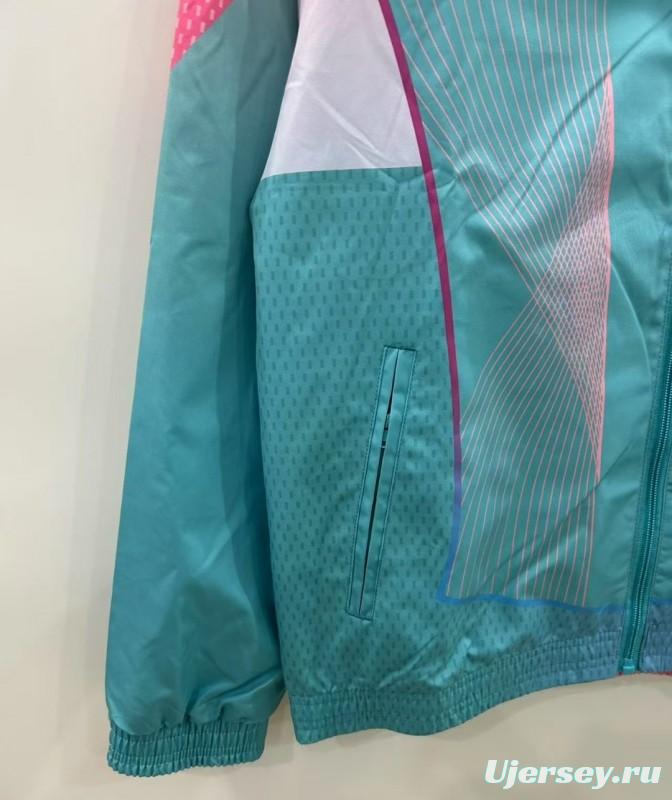 25/26 FC Barcelona Teal & Pink Training Windbreaker with Geometric Pattern