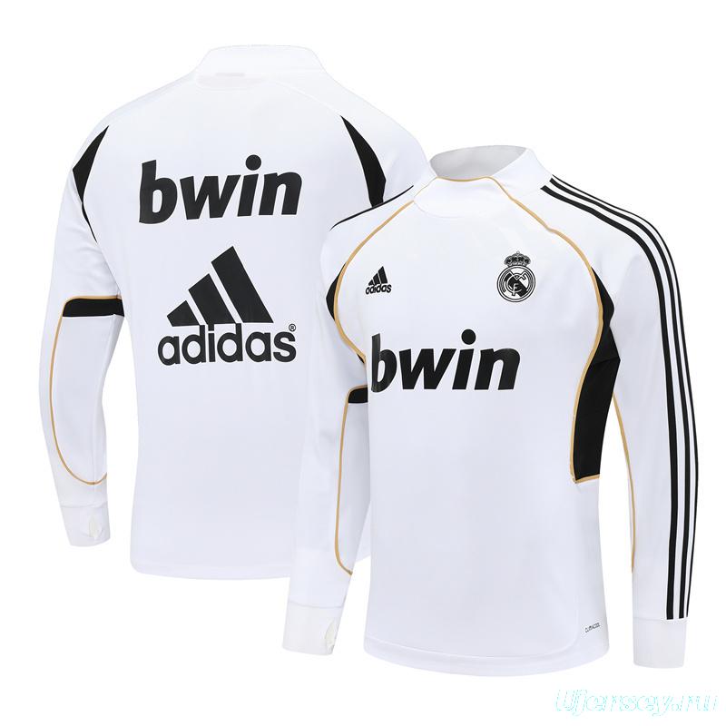 Retro 11/12 Real Madrid White Half Zipper Jacket+Long Pants