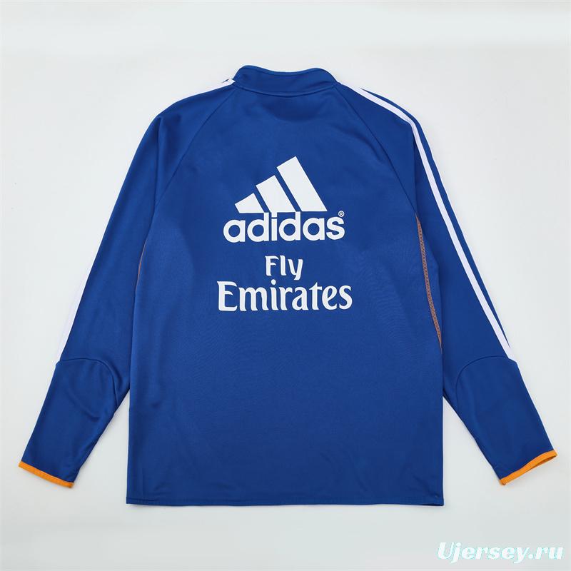 Retro 13/14 Real Madrid Color Blue Half Zipper Jacket+Long Pants