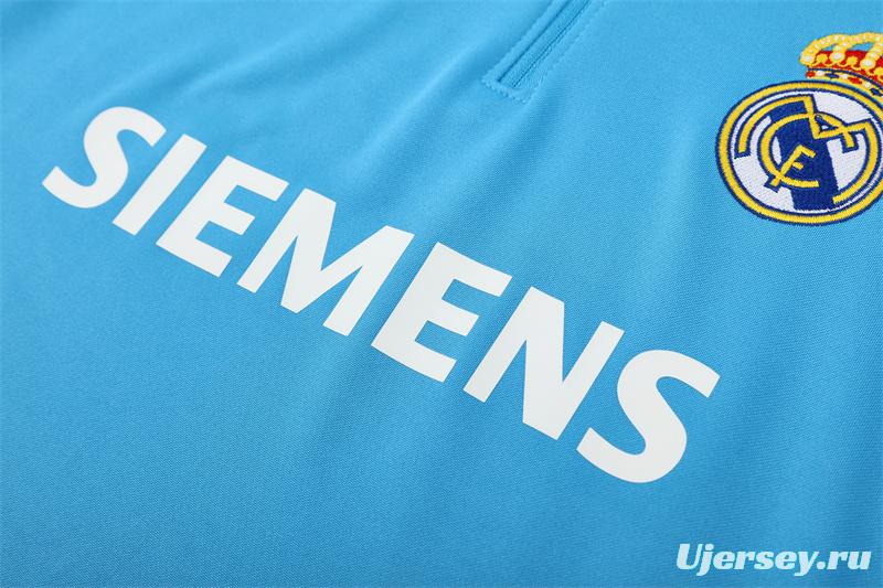 Retro 05/06 Real Madrid Light Blue Half Zipper Jacket+Long Pants