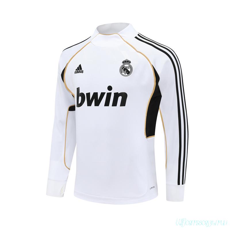 Retro 11/12 Real Madrid White Half Zipper Jacket+Long Pants
