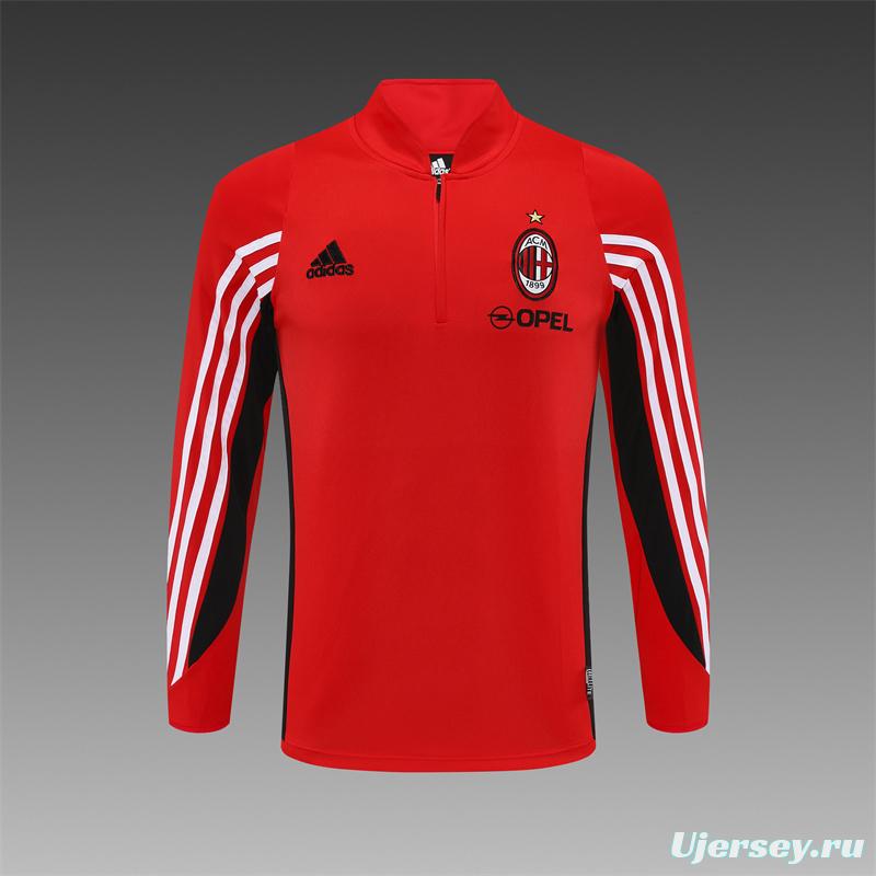 Retro 03/04 AC Milan Red Half Zipper Jacket