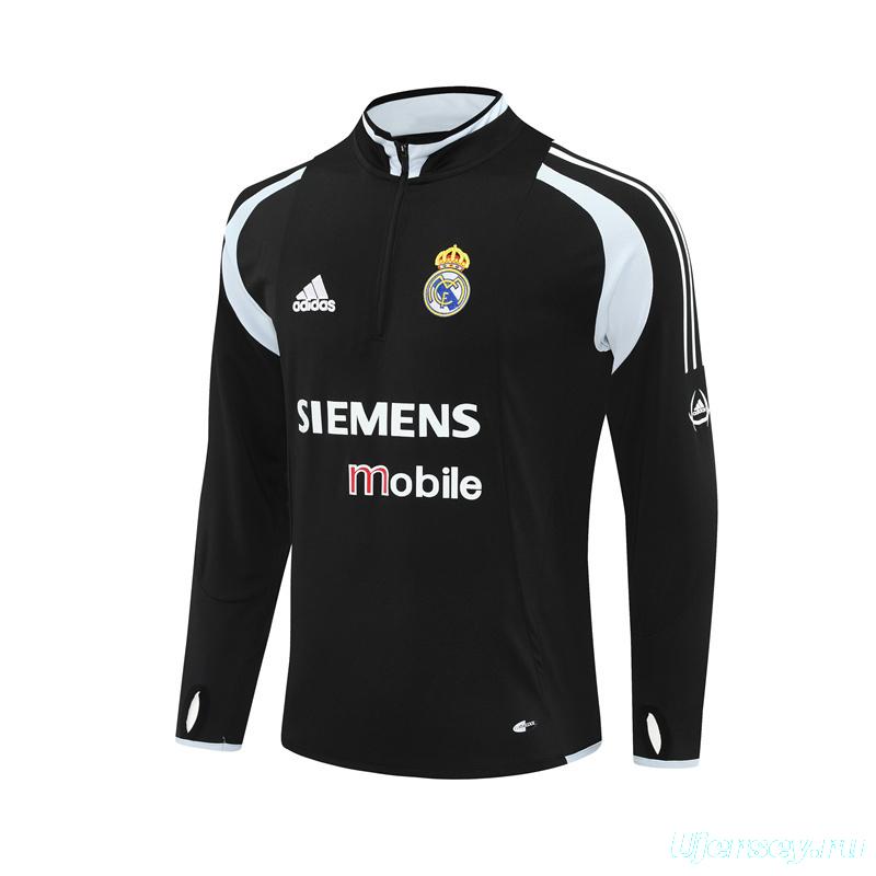 Retro 04/05 Real Madrid Black Half Zipper Jacket+Long Pants