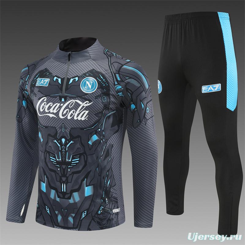 25/26 Napoli Black Grey Camouflage Half Zipper Jacket+Long Pants