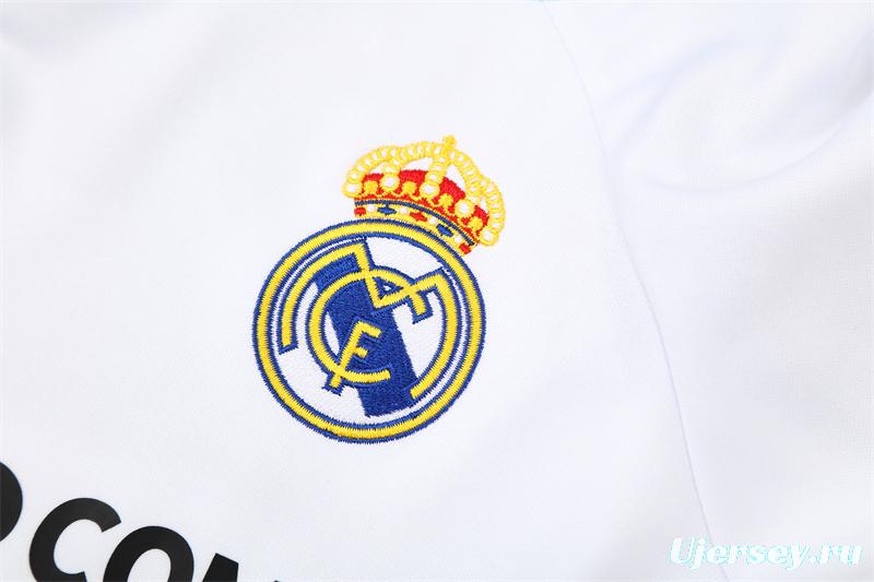 Retro 09/10 Real Madrid White Half Zipper Jacket