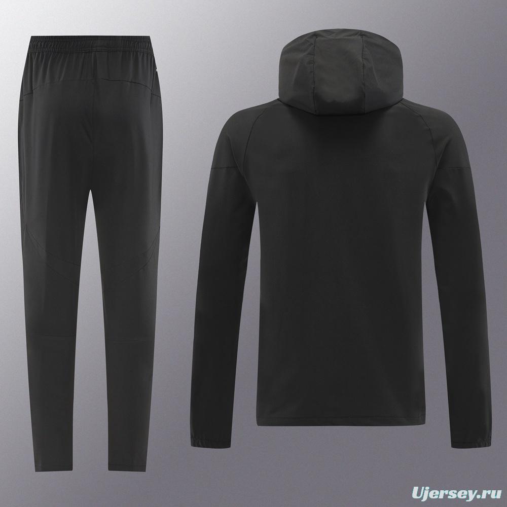 25/26 Adidas Black Hoodie Full Zipper Jacket + Long Pants