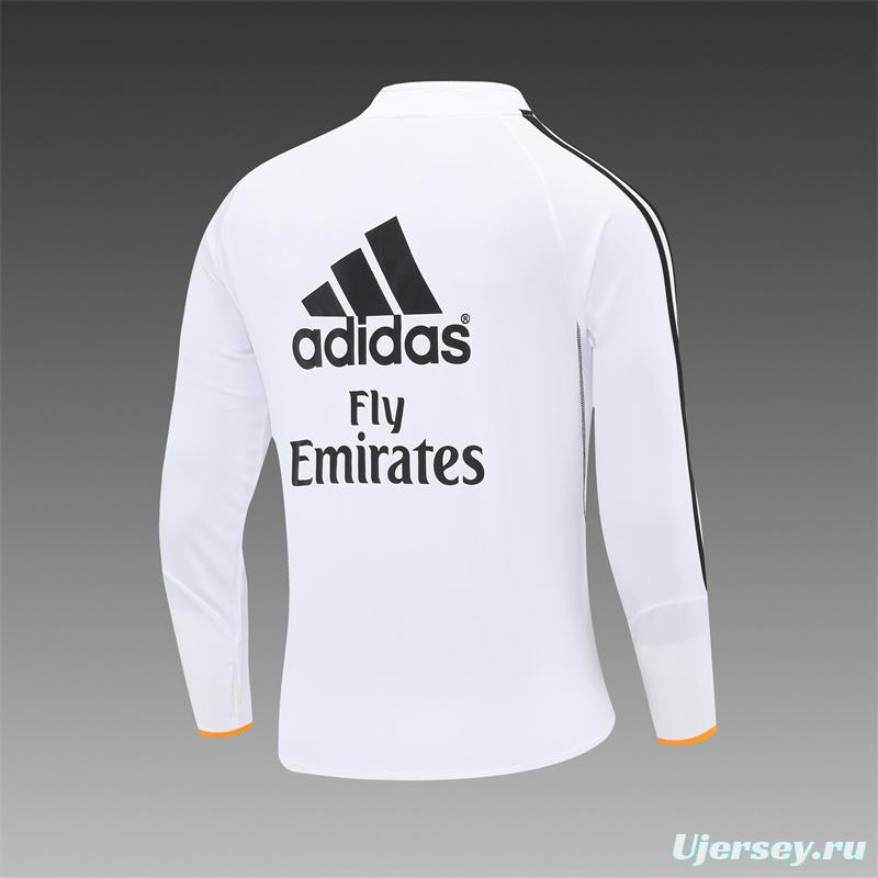 Retro 13/14 Real Madrid White Half Zipper Jacket