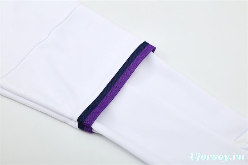 Retro 16/17 Real Madrid White Half Zipper Jacket+Long Pants