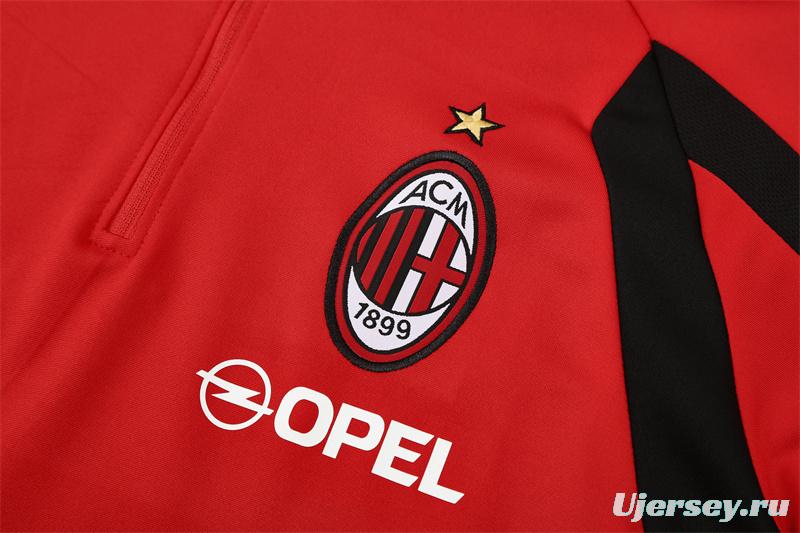 Retro 05/06 AC Milan Red Half Zipper Jacket+Long Pants