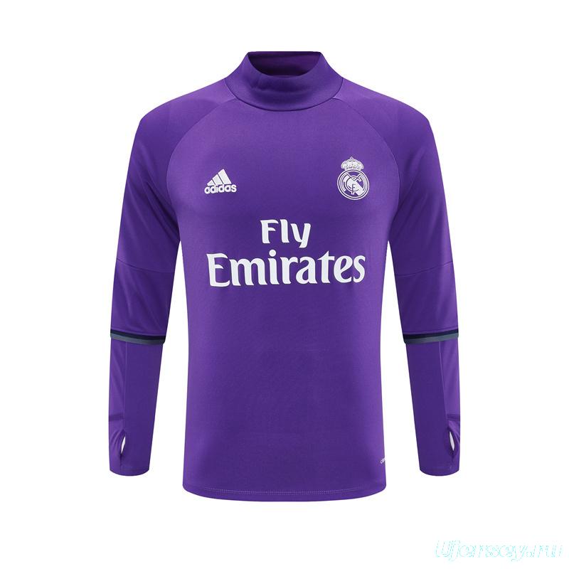 Retro 16/17 Real Madrid Purple Half Zipper Jacket