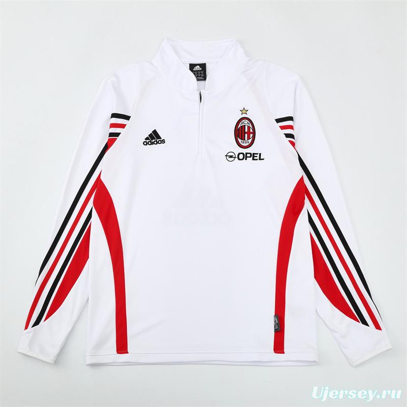Retro 03/04 AC Milan White Half Zipper Jacket