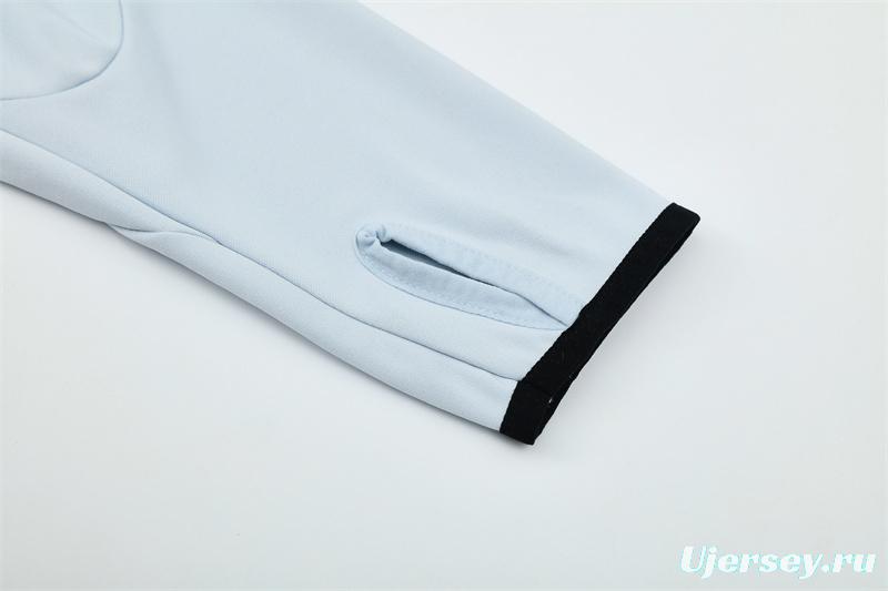 Retro 04/05 Real Madrid Light Grey Half Zipper Jacket+Long Pants