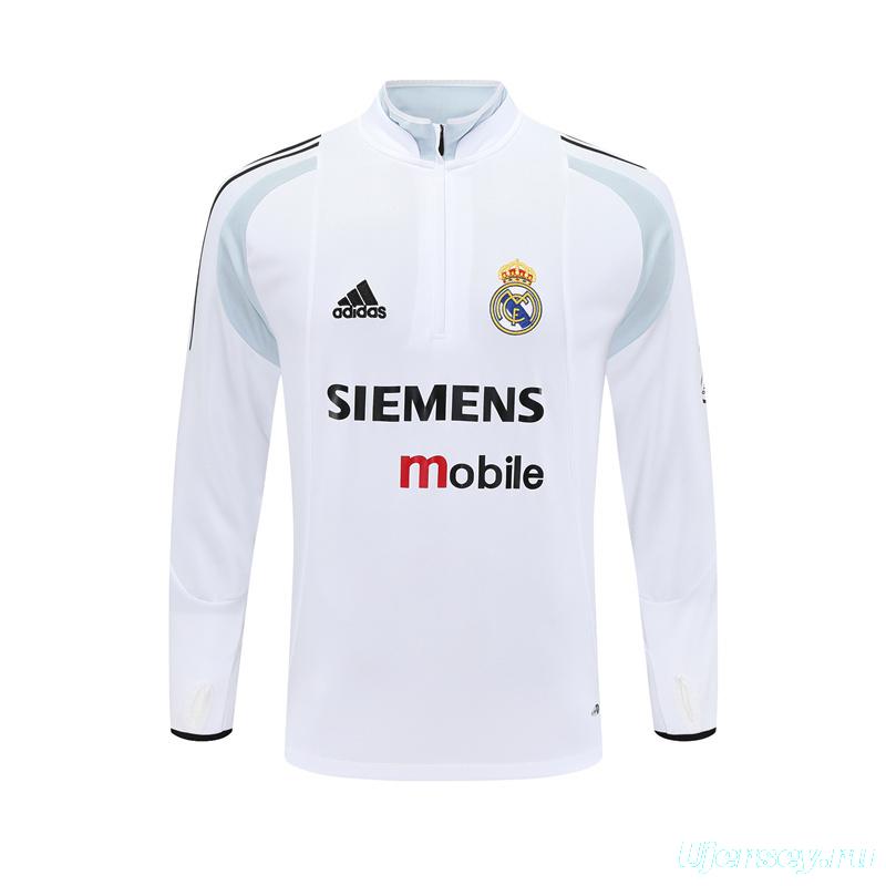 Retro 04/05 Real Madrid White Half Zipper Jacket
