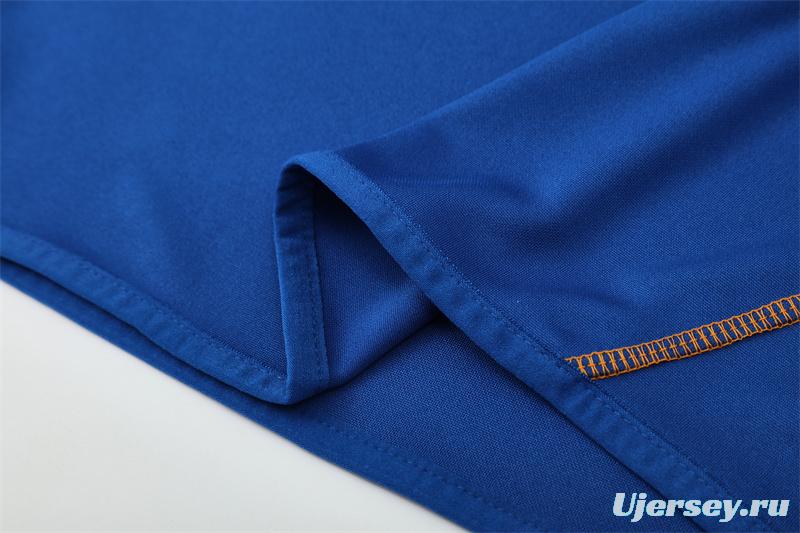 Retro 13/14 Real Madrid Color Blue Half Zipper Jacket+Long Pants